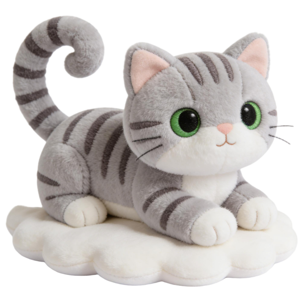 Grey Tabby Cat Plush Doll on Cloud Cushion(30 Inches)